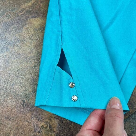 Tribal Turquoise Long Pull-On Elastic Waist Rhinestone Embellished Shorts 2 - Picture 2 of 10